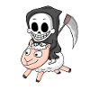 Grim Reaper Sheep Motif