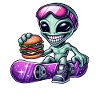 Alien Snowboarder Hamburger Restauration Rapide