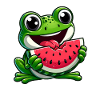 Frog With Watermelon Fruity Funny