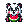 Panda With Watermelon Fruity Funny