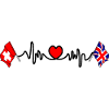 Cardio heart Drapeau Suisse, drapeau Angleterre