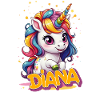 DIANA - Bellissimo nome da ragazza con simpatico unicorno