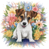 Jack Russel mit Blumen