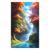 Üppiger & bunter Anime-Fluss mit Bäumen