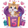 Cute Cat - 5th Birthday - 5 Years