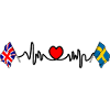 Cardio heart Drapeau Angleterre, drapeau Suède