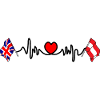 Cardio heart Drapeau Angleterre, drapeau Autriche