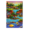 Abstract ai seaside town scene