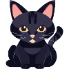 black cat with yellow eyes