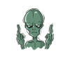 Alien zeigt Mittelfinger