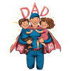 Superhero dad with proud children