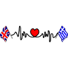 Cardio heart Flag England, flag Greece