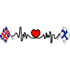 Cardio heart Drapeau Angleterre, drapeau Finlande