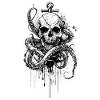 Skull anchor with sea serpent from pirates