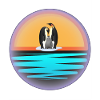 Penguins at Sunset Illustration
