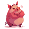 Angry and offended pig