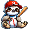 Cute Sloth Baseball Player Motif