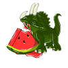 Dino eats melon