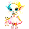 Fille extraterrestre avec poupée