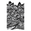 Ink drawing of urban landscape