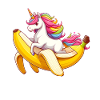 Einhorn reitet Banane