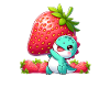 Dinosaur with giant strawberry