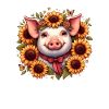 Maiale con fiocco e girasoli