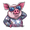 Glitter Disco Dance Diva Pig