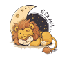 Sleepy Lion on the Moon