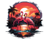 Flamingos Sunset Beach Ocean Flamingo