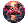 Flamingos Sunset Beach Ocean Flamingo