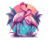 Flamingos Sunset Beach Ocean Flamingo