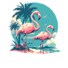 Flamingos Sunset Beach Ocean Flamingo