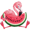 Flamingo with Watermelon Summer Motif