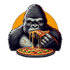 Gorilla Pizza Lover Cartoon