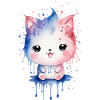 Mignon chaton kawaii aquarelle