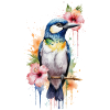 Sinfonia dell'acquerello: uccello tra i fiori