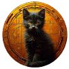 Katze im orange Stahlkreis