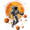 Astronaut playing basketball in space