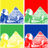 Ägyptische Legacy-Pop-Art-Sphinx-Pyramiden