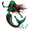Skeleton Mermaid - Green/Rust
