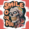 Bald Skeleton with smiling text