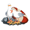 Mouettes rieuses avec frites