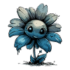 A Dark Blue Comic Flower