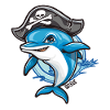 Cartoon Dolphin Pirate