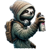 Sloth Graffiti Sprayer Street Art