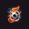 Flying soccer ball with flames.