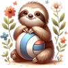 Cute Sloth Playing Volleyball Design