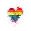 Abstraktes Regenbogenherz mit Tintenspritzern - Pride