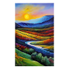 Bunter Impressionismus Aquarell Sonnenuntergang